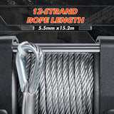 X-BULL 4500LB Electric Winch 12V Winch Boat Trailer ATV Steel Cable With 5.5MX13M Synthetic Rope Grey - Close-Up Angle