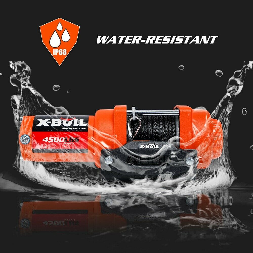 X-BULL 4500lbs 12V Electric Winch with Synthetic Rope and Wireless Remote for ATV/UTV