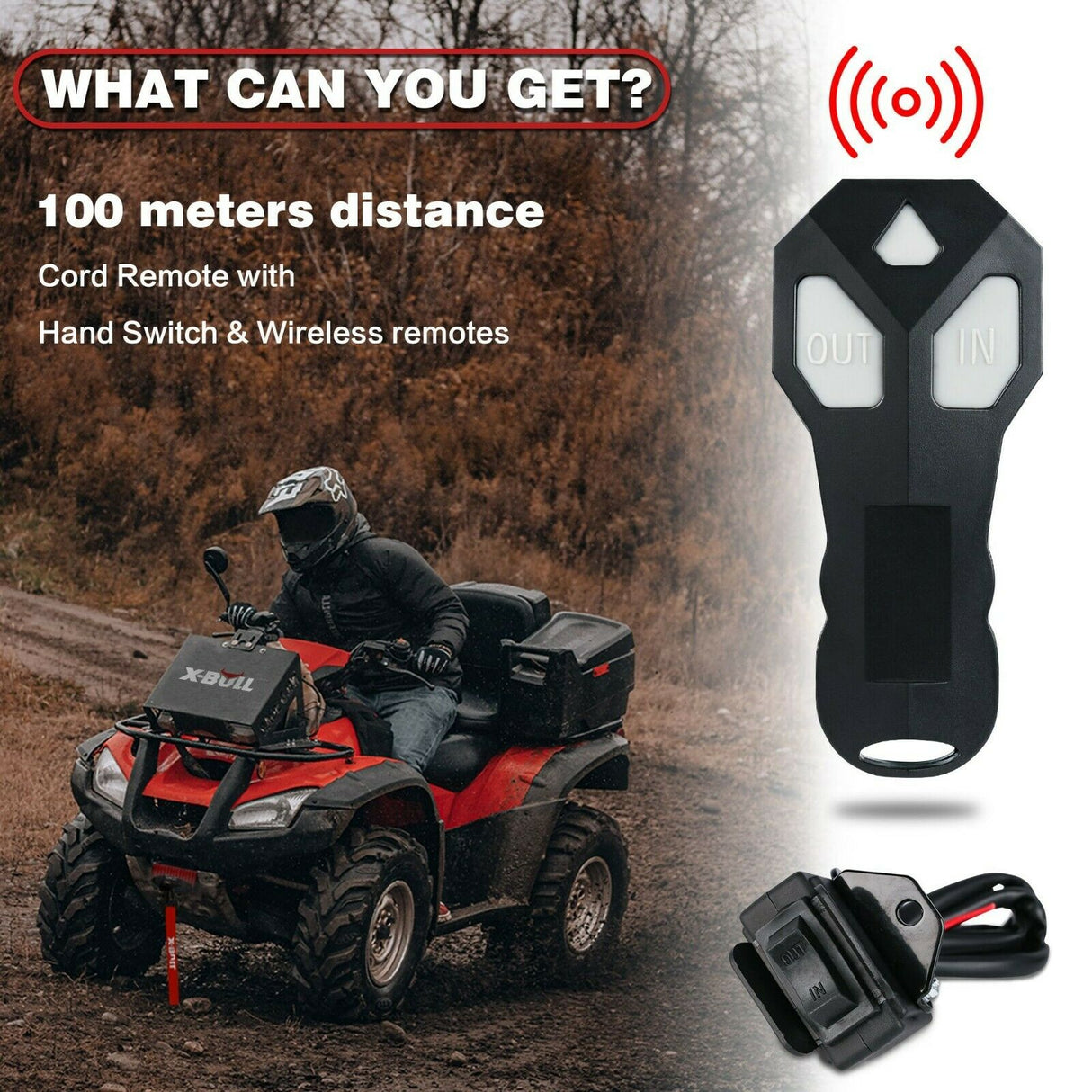 X-BULL 4500lbs 12V Electric Winch with Synthetic Rope and Wireless Remote for ATV/UTV