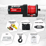 X-BULL 12V Electric Winch 2500LBS Synthetic Rope 15.2M ATV Boat Winch Trailer - Top-Down View