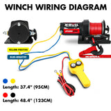 X-BULL 12V Electric Winch 2500LBS Synthetic Rope 15.2M ATV Boat Winch Trailer