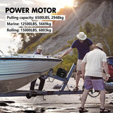 High-Performance 12V 6500LBS Electric Boat Winch with Remote Control and Steel Cable - Rear View
