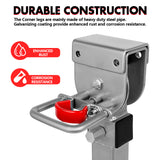 X-BULL 4x 440mm Drop Down Corner Legs Steadies Handle Steel Foot Caravan Trailer Silver - Top-Down View