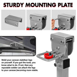 X-BULL 4x 440mm Drop Down Corner Legs Steadies Handle Steel Foot Caravan Trailer Silver - Extra Image