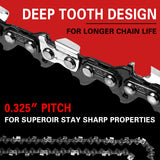 X-BULL 20'' Chainsaw Bar and Chain 0 .325 Pitch Gauge 76 Link Universal - Top-Down View