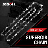 X-BULL 20'' Chainsaw Bar and Chain 0 .325 Pitch Gauge 76 Link Universal - 45-Degree Angle