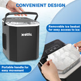 Commercial Portable Ice Maker Machine by X-BULL - 12kg Daily Production, 2 Sizes of Bullet Ice, Black Countertop Design - Top-Down View