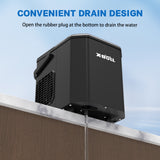 Commercial Portable Ice Maker Machine by X-BULL - 12kg Daily Production, 2 Sizes of Bullet Ice, Black Countertop Design - Rear View