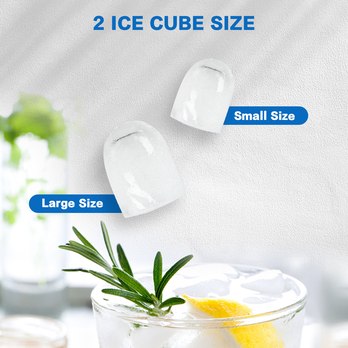 Commercial Portable Ice Maker Machine by X-BULL - 12kg Daily Production, 2 Sizes of Bullet Ice, Black Countertop Design