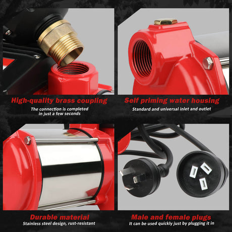 ETOSHA 2000W high pressure 4-stage garden water pump with pressure gauge, image 7