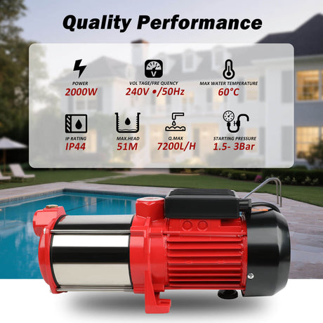 ETOSHA 2000W high pressure 4-stage garden water pump with pressure gauge, image 8