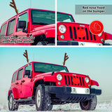Festive Reindeer Car Antlers and Nose Decoration Set with Jingle Bells - 20 Sets - 45-Degree Angle