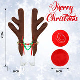 Festive Reindeer Car Antlers and Nose Decoration Set with Jingle Bells - 20 Sets - Low Angle