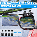 X-BULL Universal Clamp-On Towing Mirrors for 4X4, Caravans & Trailers - Pair of Adjustable Side Mirrors - Top-Down View