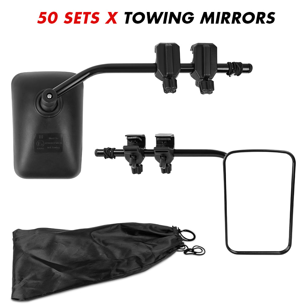 Universal Clip-On Towing Mirrors for 4X4, Trailers & Caravans - 50 Pairs Included