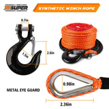 ZESUPER Winch Rope 9.5MM X 30M Dyneema SK75 Hook Synthetic Car Tow Recovery Cable Hook - Side View