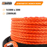 ZESUPER Winch Rope 9.5MM X 30M Dyneema SK75 Hook Synthetic Car Tow Recovery Cable Hook - Top-Down View