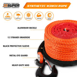 ZESUPER Winch Rope 9.5MM X 30M Dyneema SK75 Hook Synthetic Car Tow Recovery Cable Hook - 45-Degree Angle