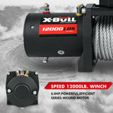 X-BULL Electric Winch 12000LBS/5454KGS Steel Cable 12V Wireless Remote Offroad - Top-Down View