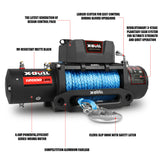 X-BULL 12000LBS 12V Electric Winch with Synthetic Rope and Wireless Remote for 4WD/4X4 Vehicles - 45-Degree Angle