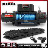 X-BULL 12000LB 12V Electric Winch with Synthetic Rope & Recovery Tracks Gen3.0 - Black Edition