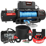 X-BULL 4WD Off-Road Recovery Kit - 12000LBS Electric Winch with Kinetic Recovery Rope and Accessories