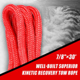 X-BULL 30ft Heavy-Duty Kinetic Recovery Rope with Carry Bag and Soft Shackles