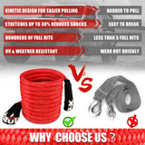 X-BULL 30ft Heavy-Duty Kinetic Recovery Rope with Carry Bag and Soft Shackles