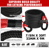 X-BULL Recovery Rope kit Snatch Strap Soft Shackles Hitch receiver Kinetic Tire Deflator - Top-Down View