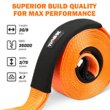 X-BULL 4WD Recovery Kit Snatch Strap Soft Shackles Folding Shovel Survival 4X4 - Low Angle