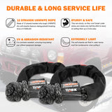 X-BULL Off-Road Recovery Essentials Kit with Tow Strap, Soft Shackles, and Snatch Block - 45-Degree Angle