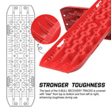 X-BULL 2 Pairs Recovery tracks Sand Mud Snow 4WD / 4x4 ATV Offroad Stronger Gen 3.0 - Red - 45-Degree Angle