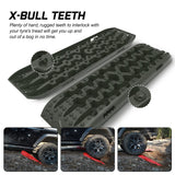 X-BULL Recovery tracks / Sand tracks / Mud tracks / Off Road 4WD 4x4 Car 2pcs Gen 3.0 - Olive - Close-Up Angle