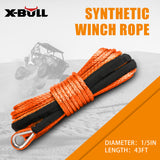 X-BULL Dyneema Synthetic Rope Winch Cable SK75 5.5MM x 13M Car Tow Recovery Strap - Front View