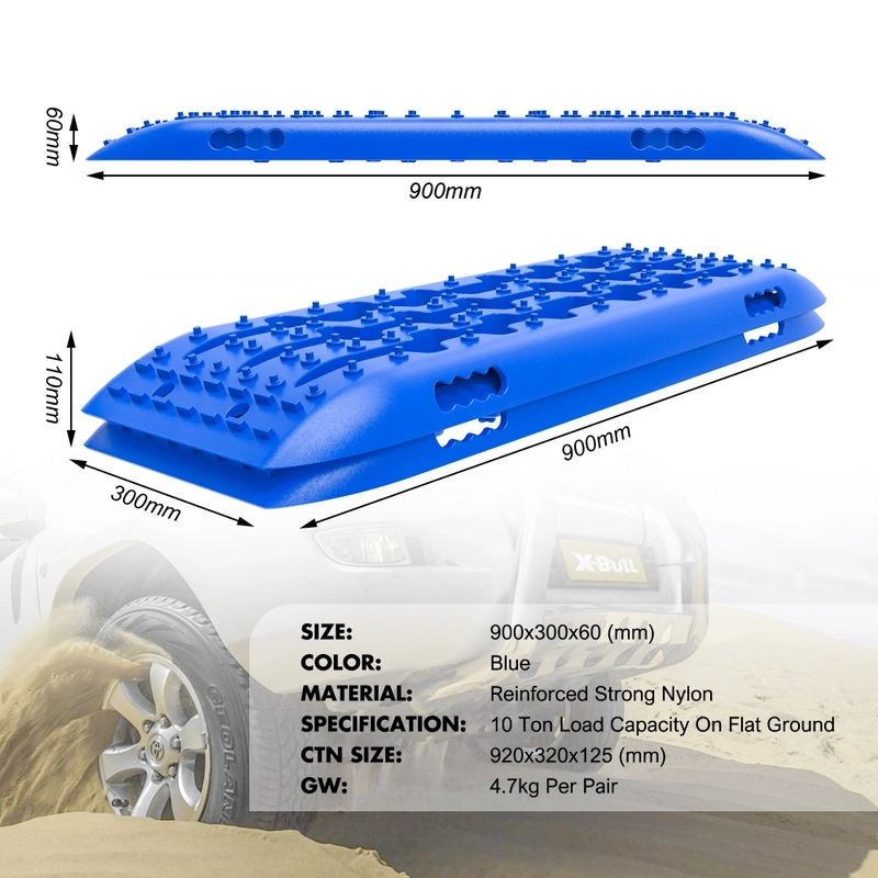 X-BULL Gen 2.0 Recovery Tracks - 2pcs Heavy-Duty Sand/Snow/Mud Traction Boards for 10T 4WD Vehicles - Blue