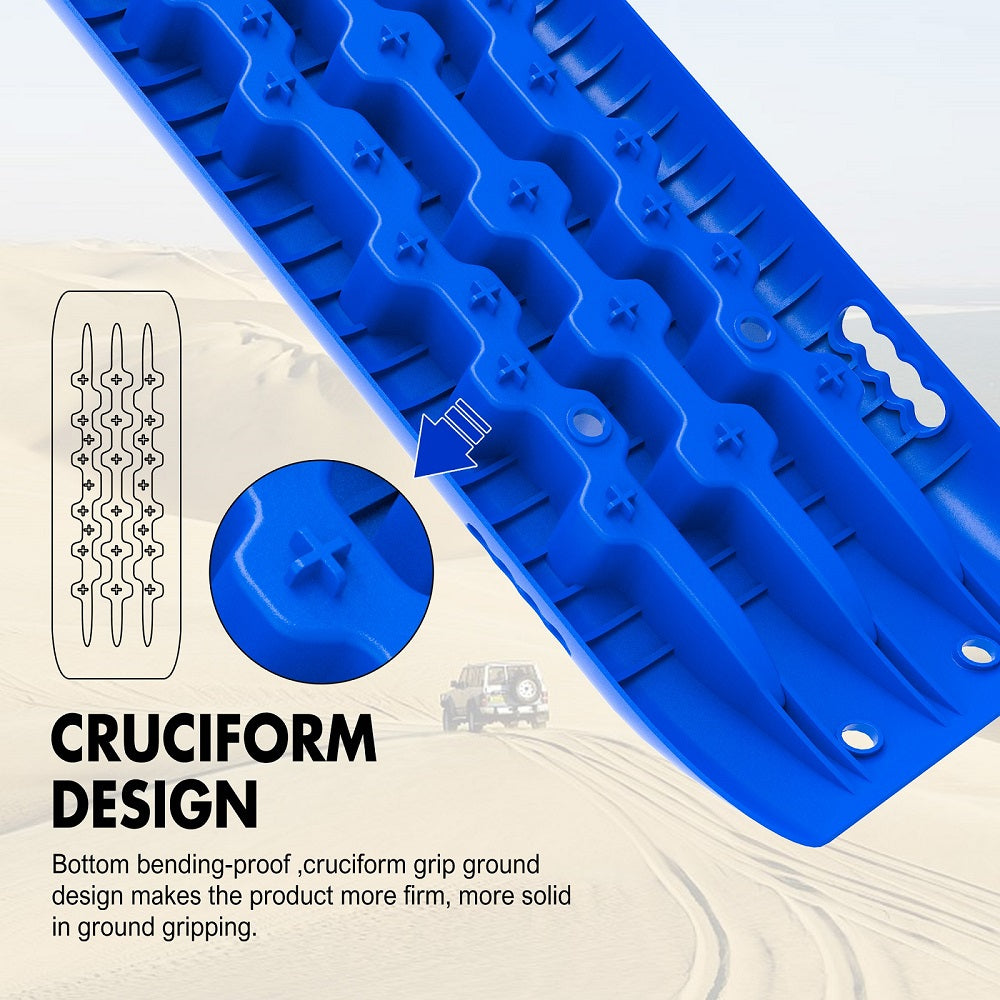 X-BULL Gen 2.0 Recovery Tracks - 2pcs Heavy-Duty Sand/Snow/Mud Traction Boards for 10T 4WD Vehicles - Blue