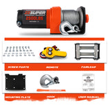 ZESUPER Electric Winch 2500LBS/1134KG 12V 15.2M Steel Cable ATV UTV 4WD 4X4 Boat - Side View
