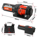 ZESUPER 4500lb 12V electric winch with nylon rope, black steel shell, wireless remote controls