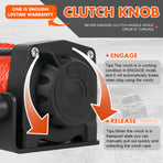 ZESUPER 4500lb 12V electric winch with nylon rope, black steel shell, control box