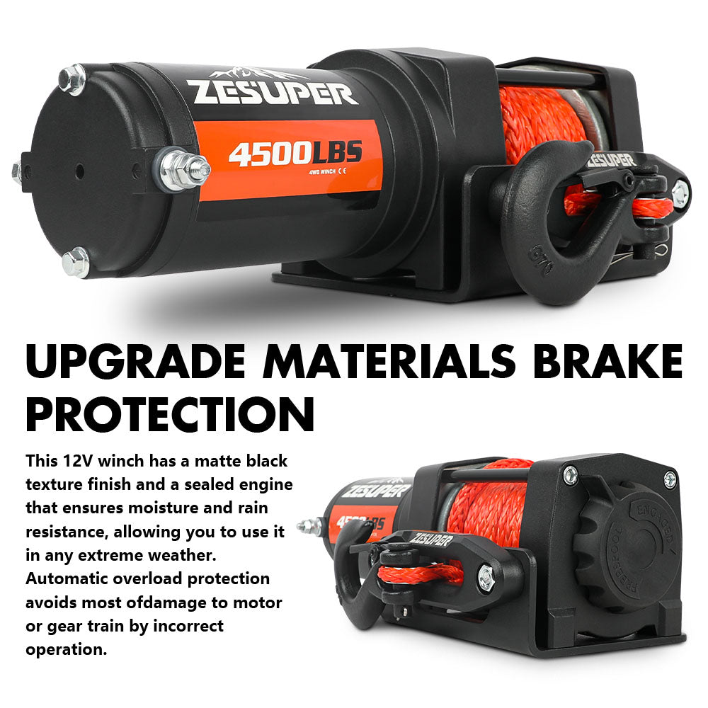 ZESUPER 4500LB 12V Electric Winch with Wireless Remote for ATV, UTV, and Boat Trailers