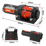 ZESUPER 4500lb Electric Winch 12V Synthetic Rope Boat Winch ATV Winch Kit Boat Winch UTV 4WD Wireless RemoteX2 Black - Front View