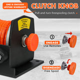 2500LBS Electric Winch Wireless Remote Synthetic Rope Wireless Remote ATV UTV BOAT - 45-Degree Angle