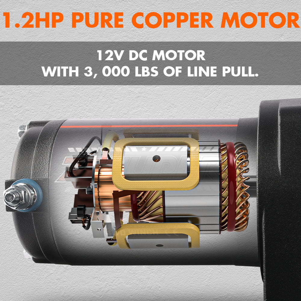 ZESUPER 12V Electric Winch 3000lbs Synthetic Rope Wireless Remote ATV UTV BOAT