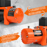 ZESUPER 12V Electric Winch 14500lbs Synthetic Rope Wireless Remote ATV UTV 4WD - Top-Down View