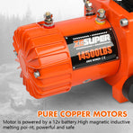 ZESUPER 12V electric winch 14500lbs with synthetic rope and fairlead, synthetic winch rope