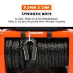 ZESUPER 12V electric winch 14500lbs with synthetic rope and fairlead, image 6