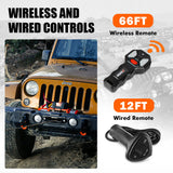 ZESUPER 12V Electric Winch 14500lbs Synthetic Rope Wireless Remote ATV UTV 4WD - Close-Up Angle