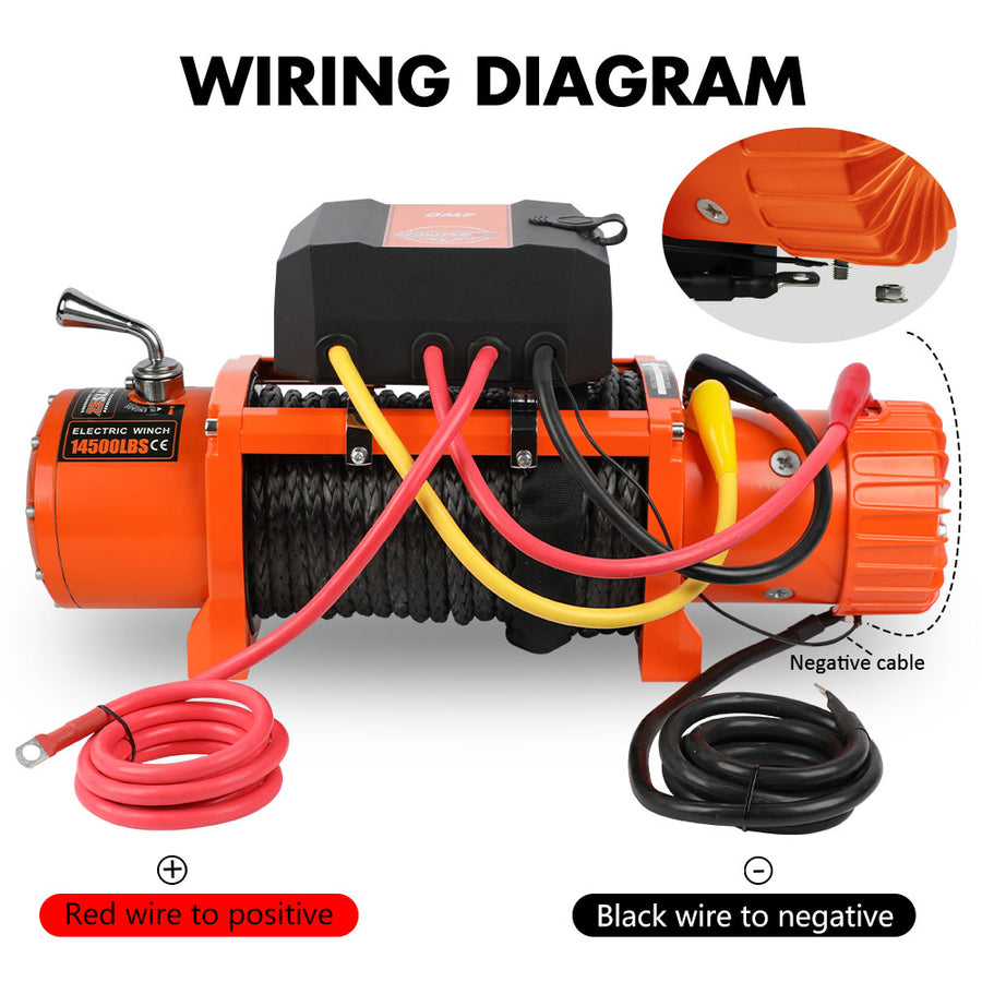 ZESUPER 12V electric winch 14500lbs with synthetic rope and fairlead, image 9