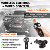 ZESUPER 14500lbs Electric Winch 12V Synthetic Rope Wireless Remote 4X4 4WD Car - Close-Up Angle