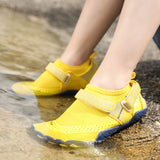 Women Water Shoes Barefoot Quick Dry Aqua Sports Shoes - Yellow Size EU39 = US6 - Close-Up Angle